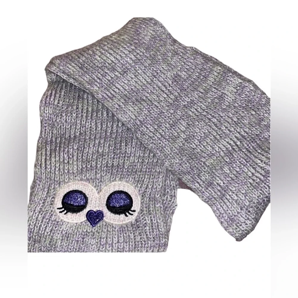 The children’s place owl eyes scarf‎ one size cute gray and purple sparkle shine